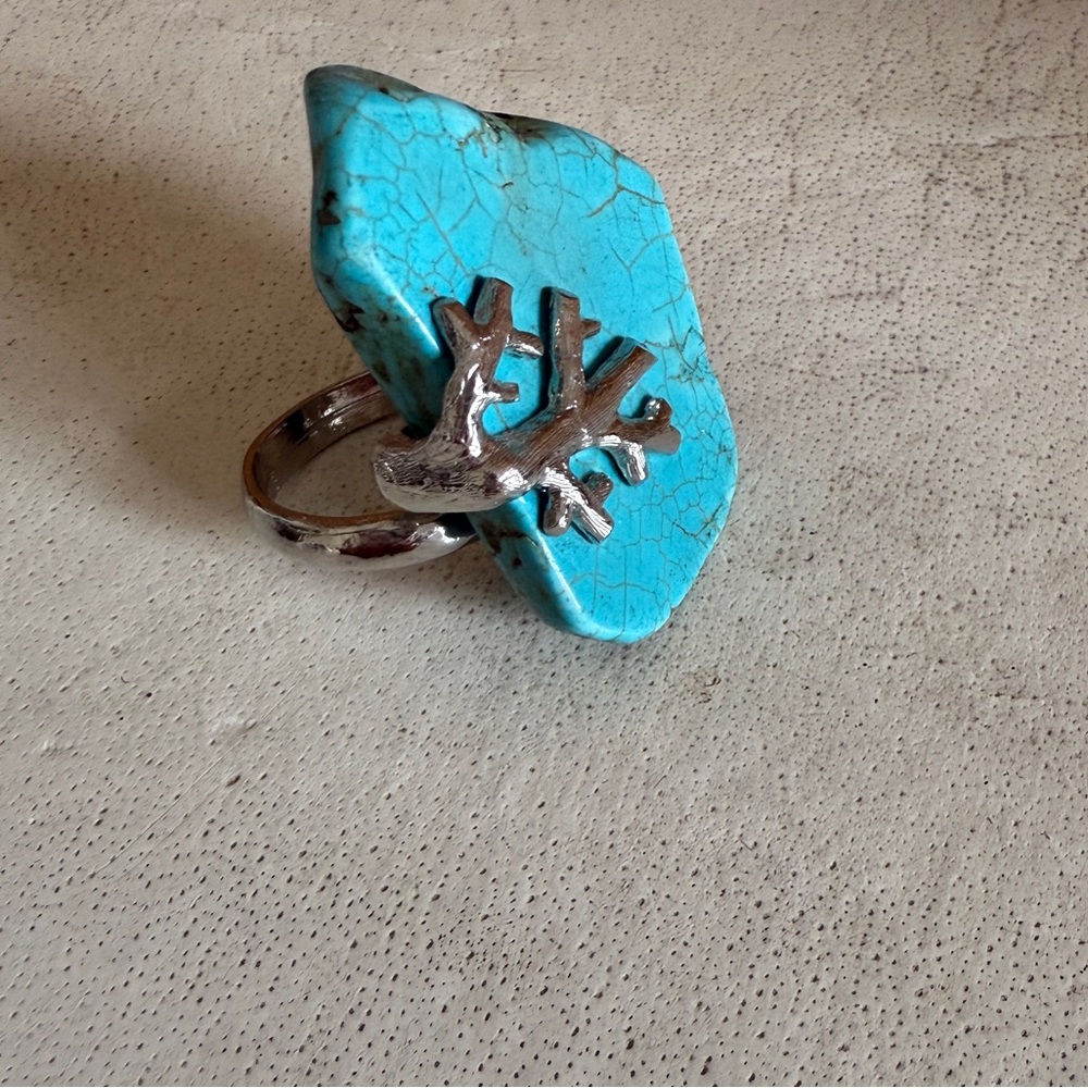 Statement Turquoise Ring Adjustable - image 1